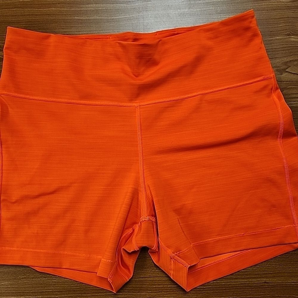 Athleta Ultimate Stash Pocket Shorts Womens Size 2X Orange 4.5" Gym Run Pull On